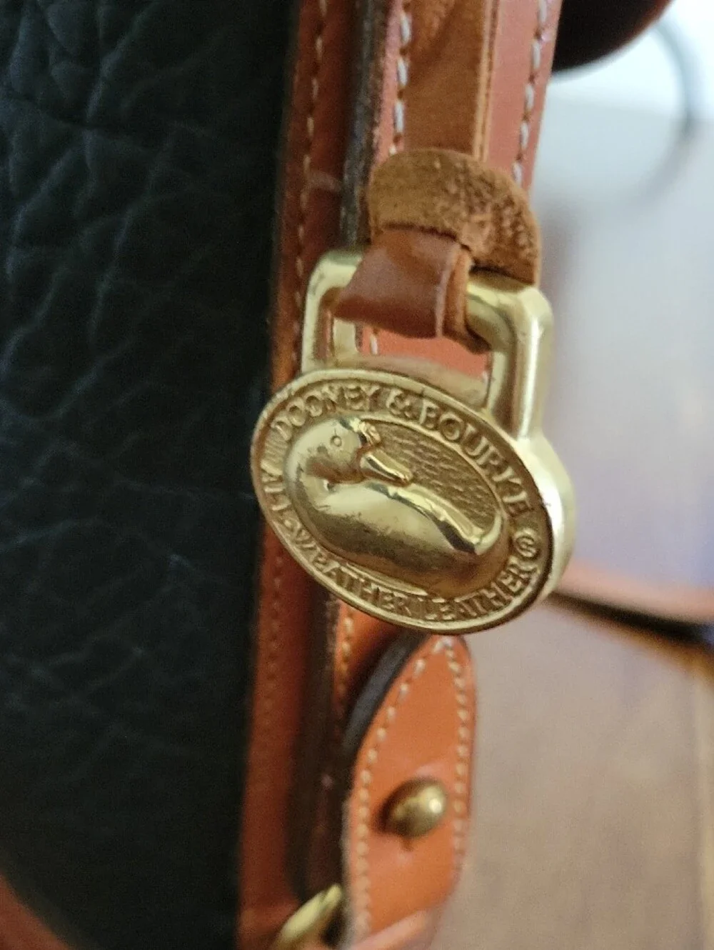 Dooney & Bourke Rare Black Pebbled Leather Calvary Spectator Bag
